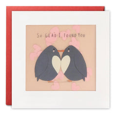 Penguins Glad I Found You Valentine's Day Card with Paper Confetti - Paper Shakies by James Ellis