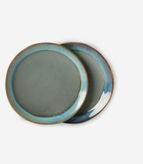 HKliving 70's Ceramics Dessert Plates Moss - Set of 2