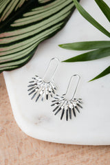 Amanda Coleman Silver Fan Palm Leaf Hook Earrings