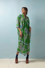 One Hundred Stars Crepe Rachel Dress Handkerchief Green