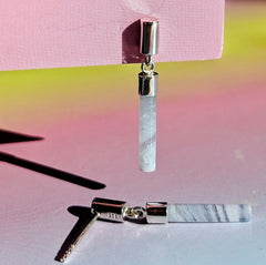 Vurchoo Blue Lace Agate Drop Bar Studs - Ghana