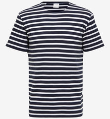 Selected Homme - Briac Stripe O-Neck Tee ~ Navy Blazer/Bright White