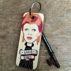 Wot Ma Like David Bowie Wooden Keyring