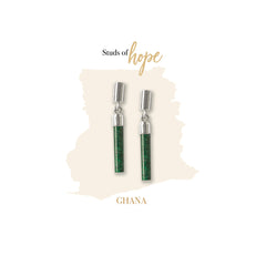 Vurchoo Malachite Drop Bar Studs - Ghana