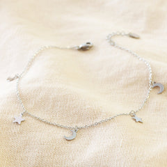 Lisa Angel - Stainless Steel Moon and Stars Anklet