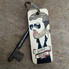Wot Ma Like George Michael Wooden Keyring