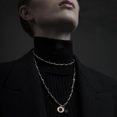 Dansk Amber Rose Elastic Necklace Gold Plating