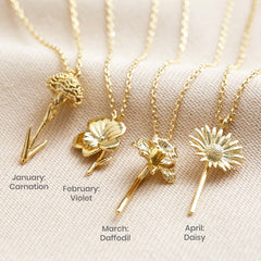 Lisa Angel - Birth Flower Pendant Necklace in Gold