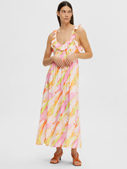 Selected Femme Aurelia Ruffled Ankle Dress - Blushing Bride