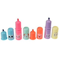 Rex London Mini Animal Faces Highlighter Pens - Set of 6