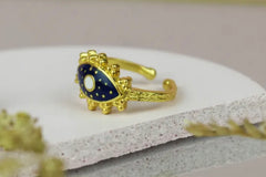 My Doris Enamel Eye Ring - Navy