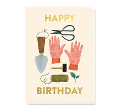 Stormy Knight Gardeners Tools Greetings Card With Mixed Herb Seed Sticks