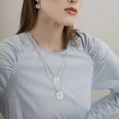 Dansk Daisy Flower Necklace Silver Plating