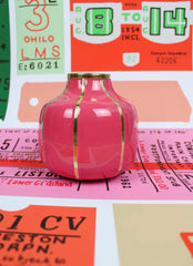 My Doris Enamel Vase With Brass Detail - Hot Pink