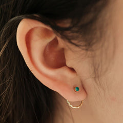 Lisa Angel - Emerald and Twisted Hoop Jacket Earrings in Gold