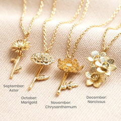 Lisa Angel - Birth Flower Pendant Necklace in Gold