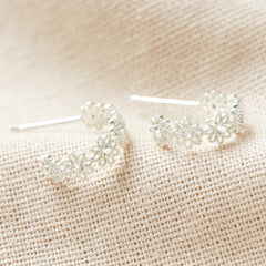 Lisa Angel - Crystal Daisy Hoop Earrings in Silver