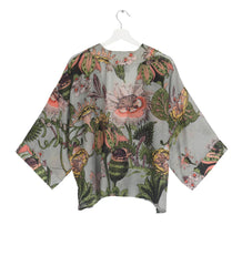 One Hundred Stars Eccentric Blooms Putty Kimono