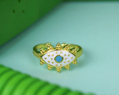 My Doris Enamel Eye Ring - White