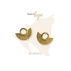 Vurchoo Gold Art Deco Studs - Nicaragua