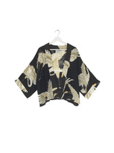 One Hundred Stars Black Stork Crepe Kimono