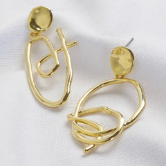 Lisa Angel Earring - Gold Mismatch Scribble