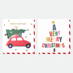 Caroline Gardner - Car & Tree Mixed Charity Christmas Cards Pack of 8