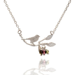 Amanda Coleman Bird On Branch Silver Necklace