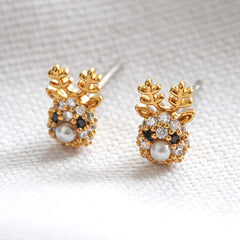 Lisa Angel Christmas Earring - Diamonte Rudolf Stud