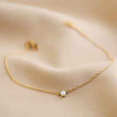Lisa Angel - Opal Turtle Charm Anklet in Gold