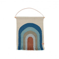 OYOY Mini Follow The Rainbow Mini Wall Rug - Pale Blue