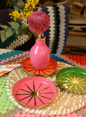 My Doris Art Deco Enamel Trinket Dish - Hot Pink