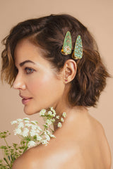 Powder Design - Jewelled Hair Clips (Set of 2) Flower and Stripe