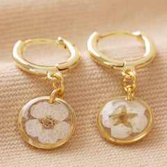 Lisa Angel- Pressed Birth Flower Huggie Hoop Earrings- April