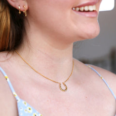 Lisa Angel Necklace - Gold Rainbow Horseshoe