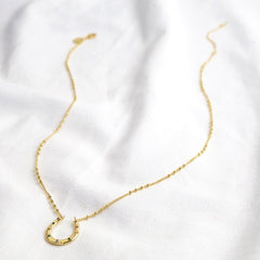 Lisa Angel Necklace - Gold Rainbow Horseshoe