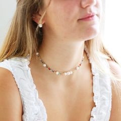 Lisa Angel - Semi-precious Stone and Pearl Beaded Choker