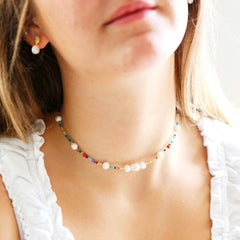 Lisa Angel - Semi-precious Stone and Pearl Beaded Choker