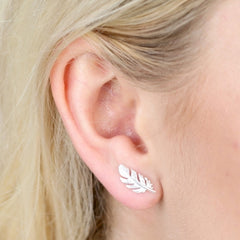 Lisa Angel Earrings - Silver Feather