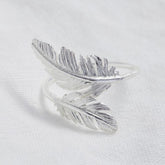Lisa Angel Ring - Silver Adjustable Double Feather