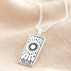 Lisa Angel - Silver 'The Sun' Tarot Card Pendant Necklace