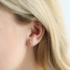 Lisa Angel Earring - Silver Lightening Bolt