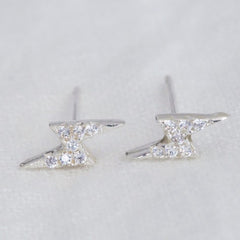 Lisa Angel Earring - Silver Lightening Bolt