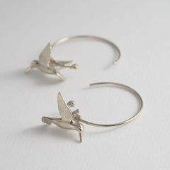 Alex Monroe Hummingbird Hoop Earrings