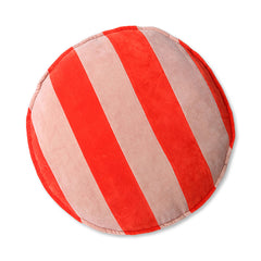 HKliving Striped Velvet Seat Cushion Round Red/Pink