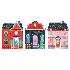 The Art File Festive Houses Trio 12 Die-Cut Christmas Cards & Envelopes