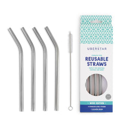 Uberstar - Silver Reusable Straws (4 Pack)