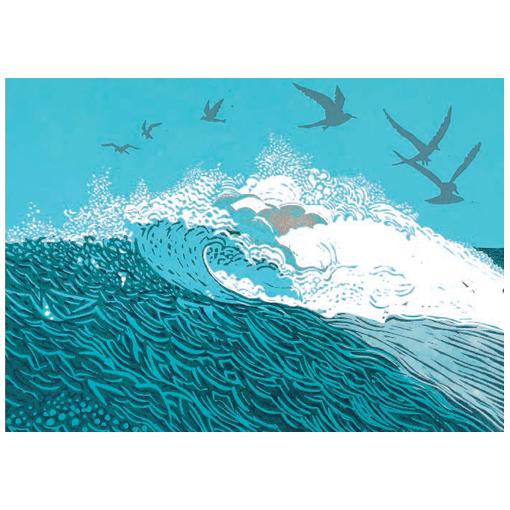 Big Wave Greeting Card - Canns Down Press by Linda Richardson