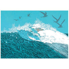Big Wave Greeting Card - Canns Down Press by Linda Richardson