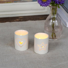 Rex Glossy Ceramic Tealight Holder - Star